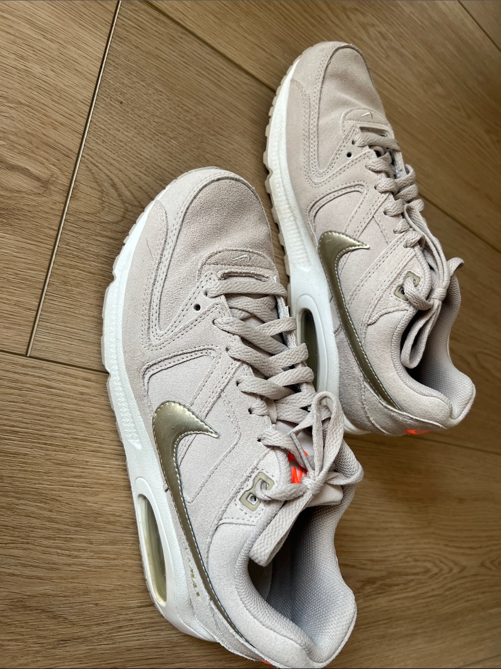 Nike Women's Air Max Command Sneakers in Light Beige with Gold Swoosh - Picture 2 of 10